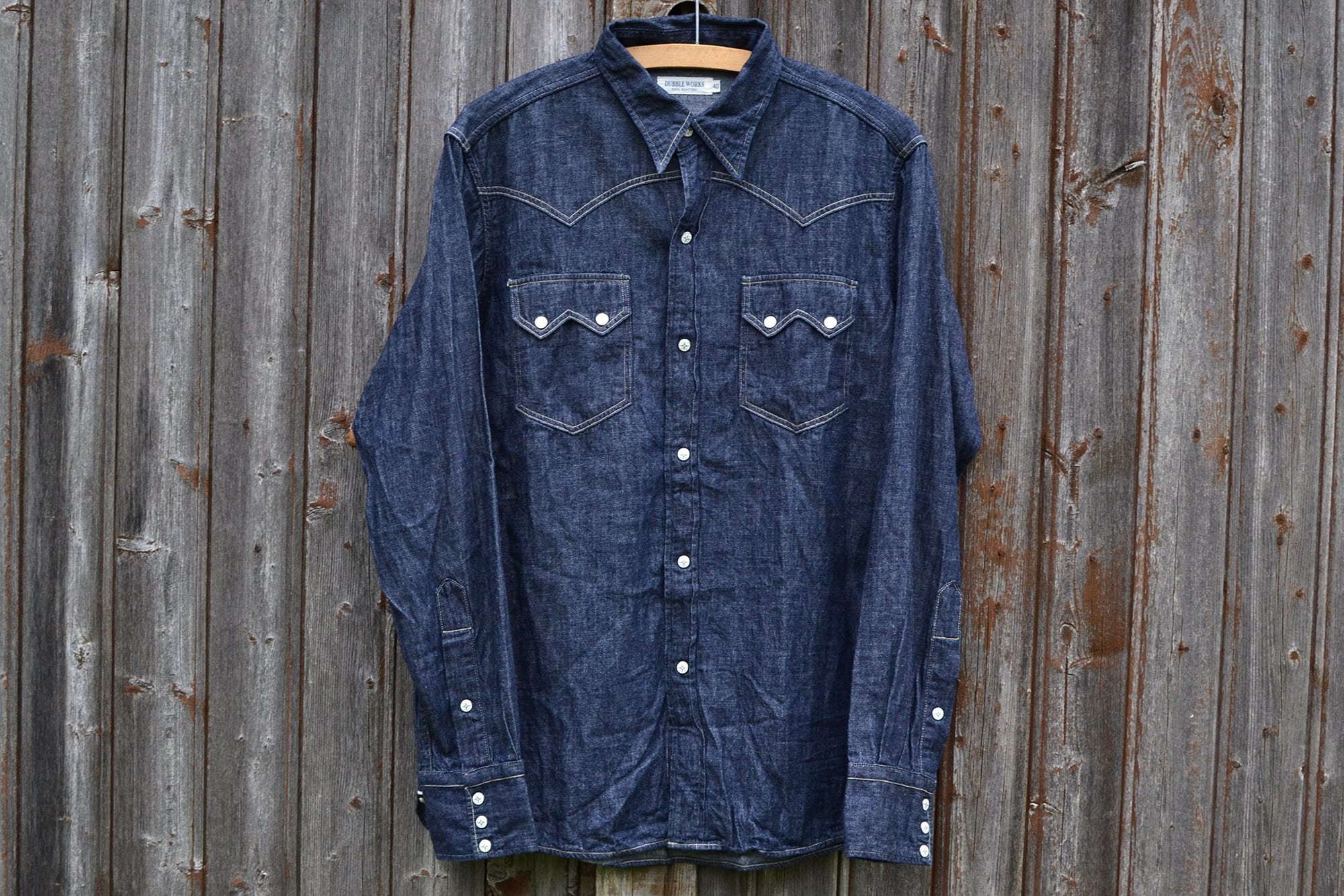 Dubble Works raw chambray western shirt selvedge hairy denim - 1