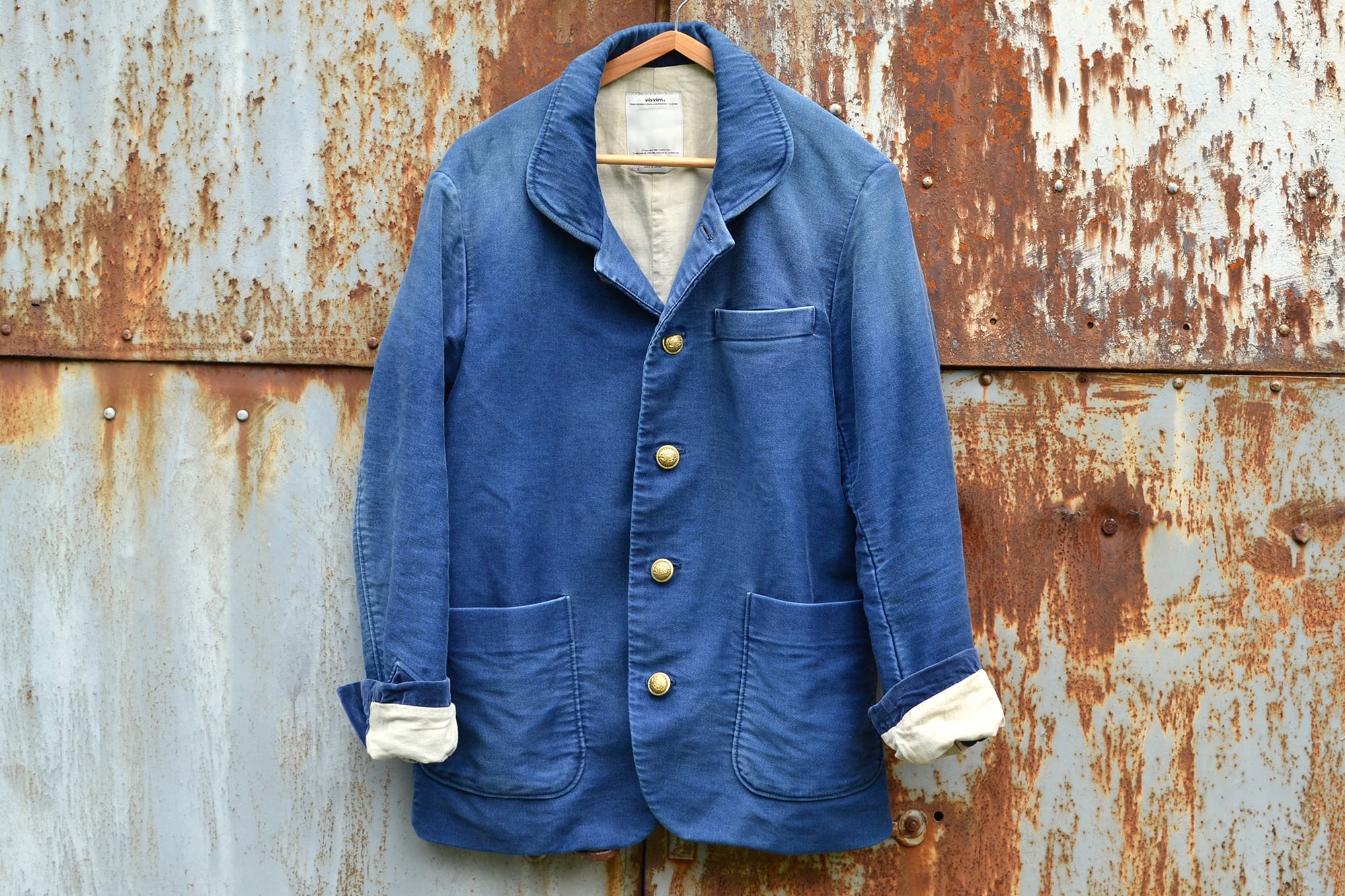 visvim potomac jacket - damaged indigo moleskine - 1