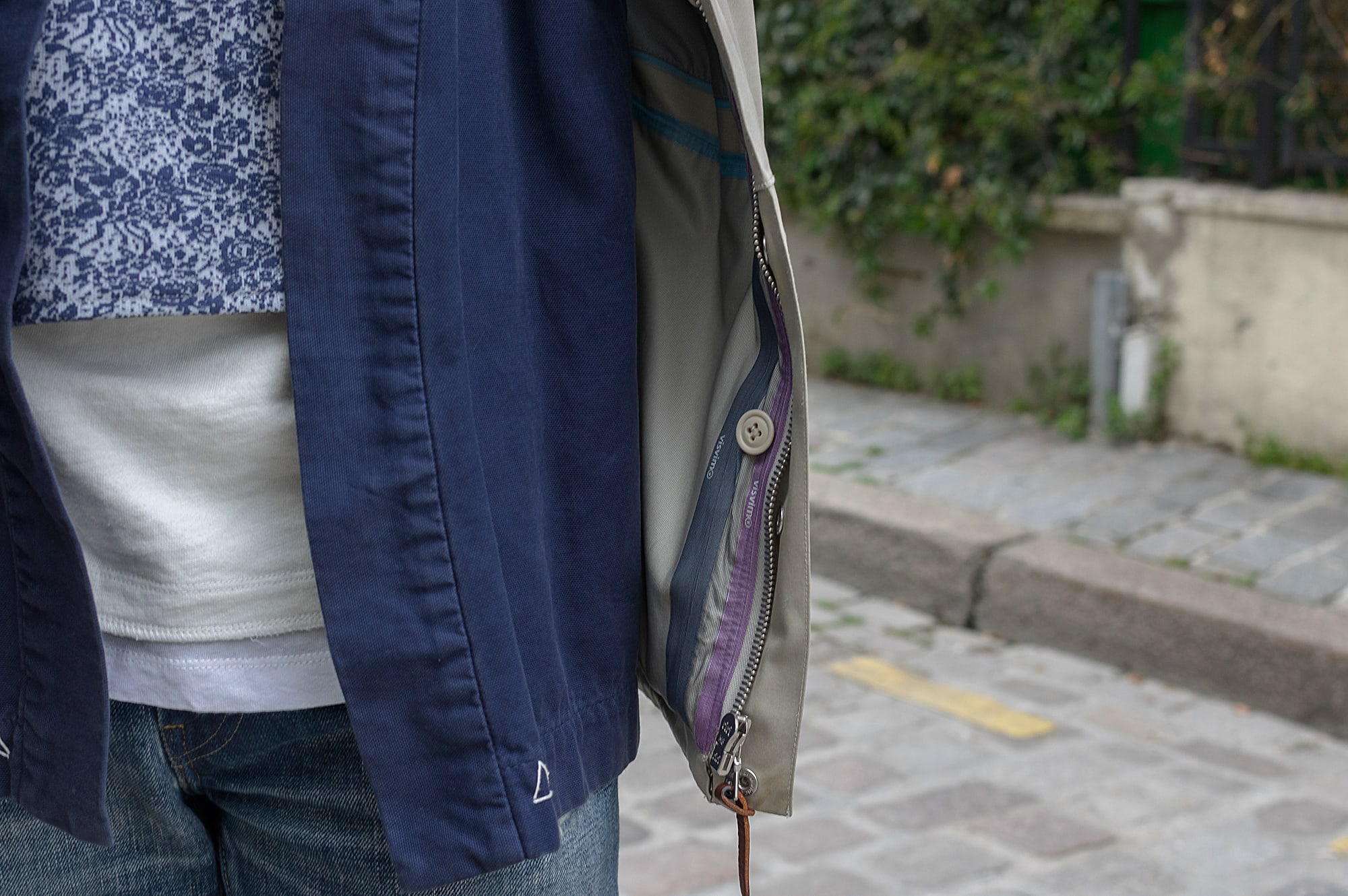 Visvim Sanjuro kimono and 3l nomad jacket - Engineered Garments hooded interliner floral - gap sweater - Soulive bluxe patchwork boro denim - Asics onituska tiger GSM slight3452