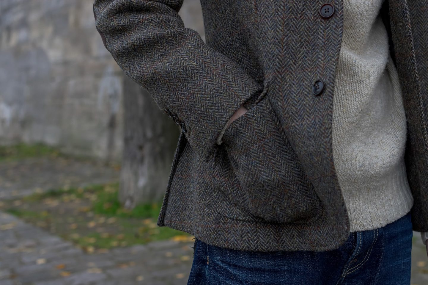 Veste Julien Scavini en harris tweed et style street heritage habillé