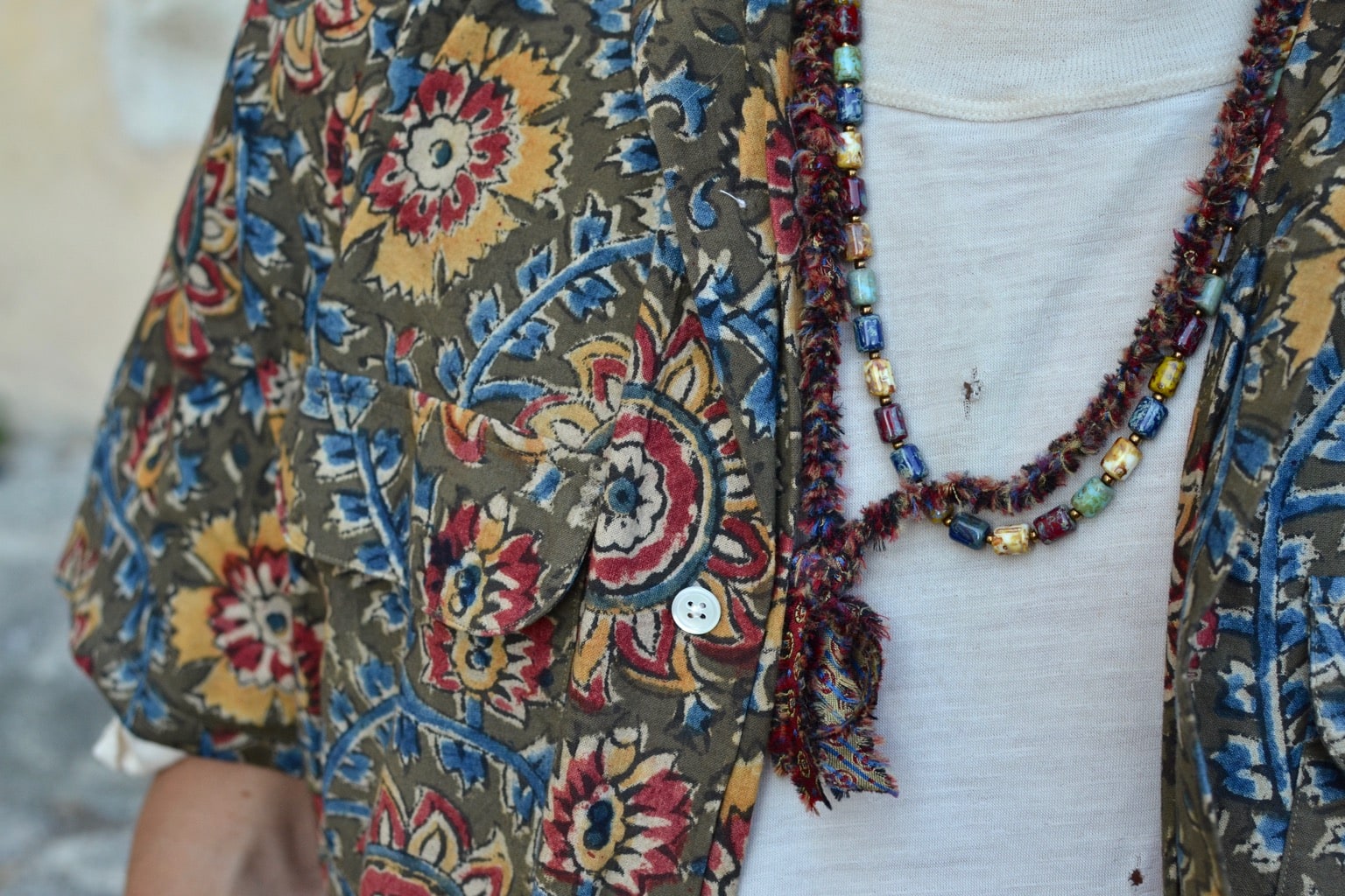 collier tissus recyclés Borali accessoire pour homme et consomamtion ethique 