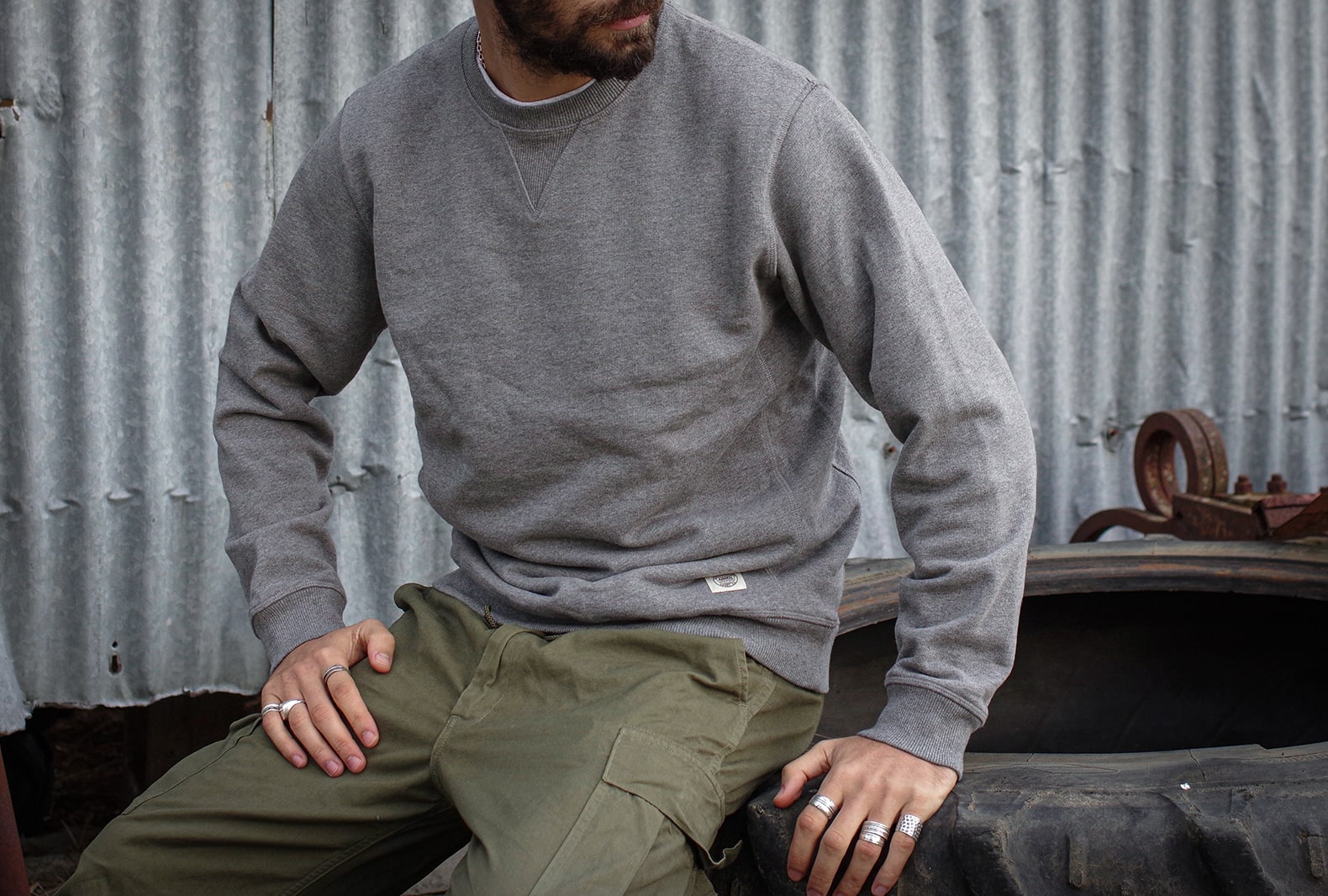 sweat gris style vintage militaire homme admiral