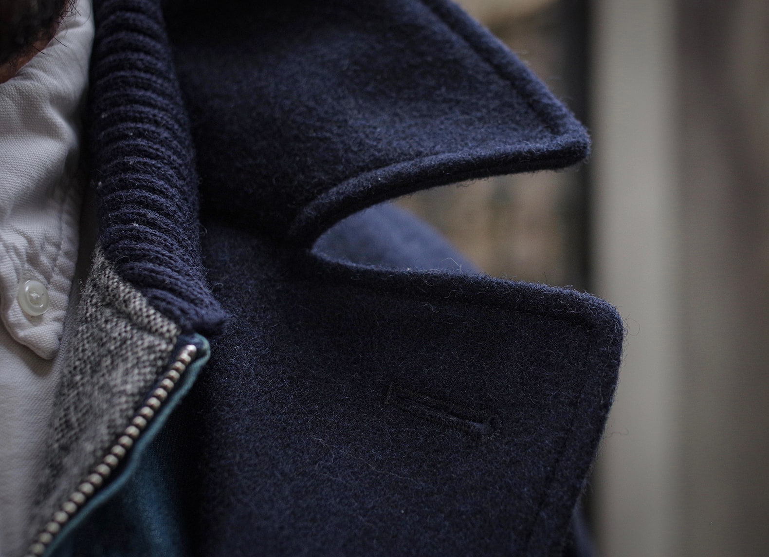 caban bleu homme frenchaholic et gilet engineered garments cravate layering