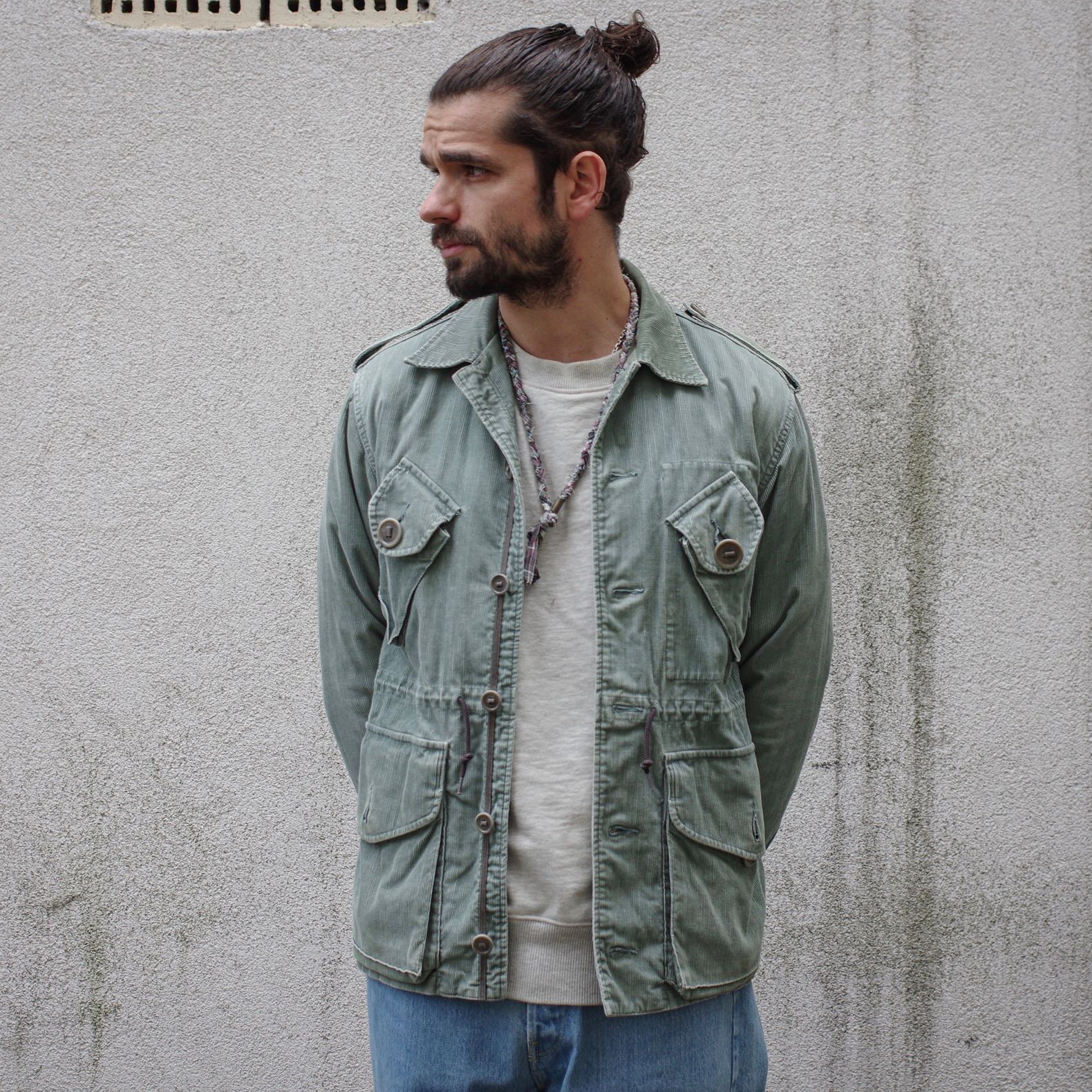 visvim green dyed corduroy caf jacket