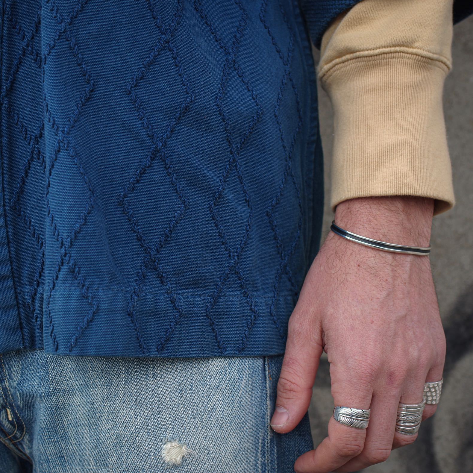 bijoux en argent pour homme vintage style navajo plume