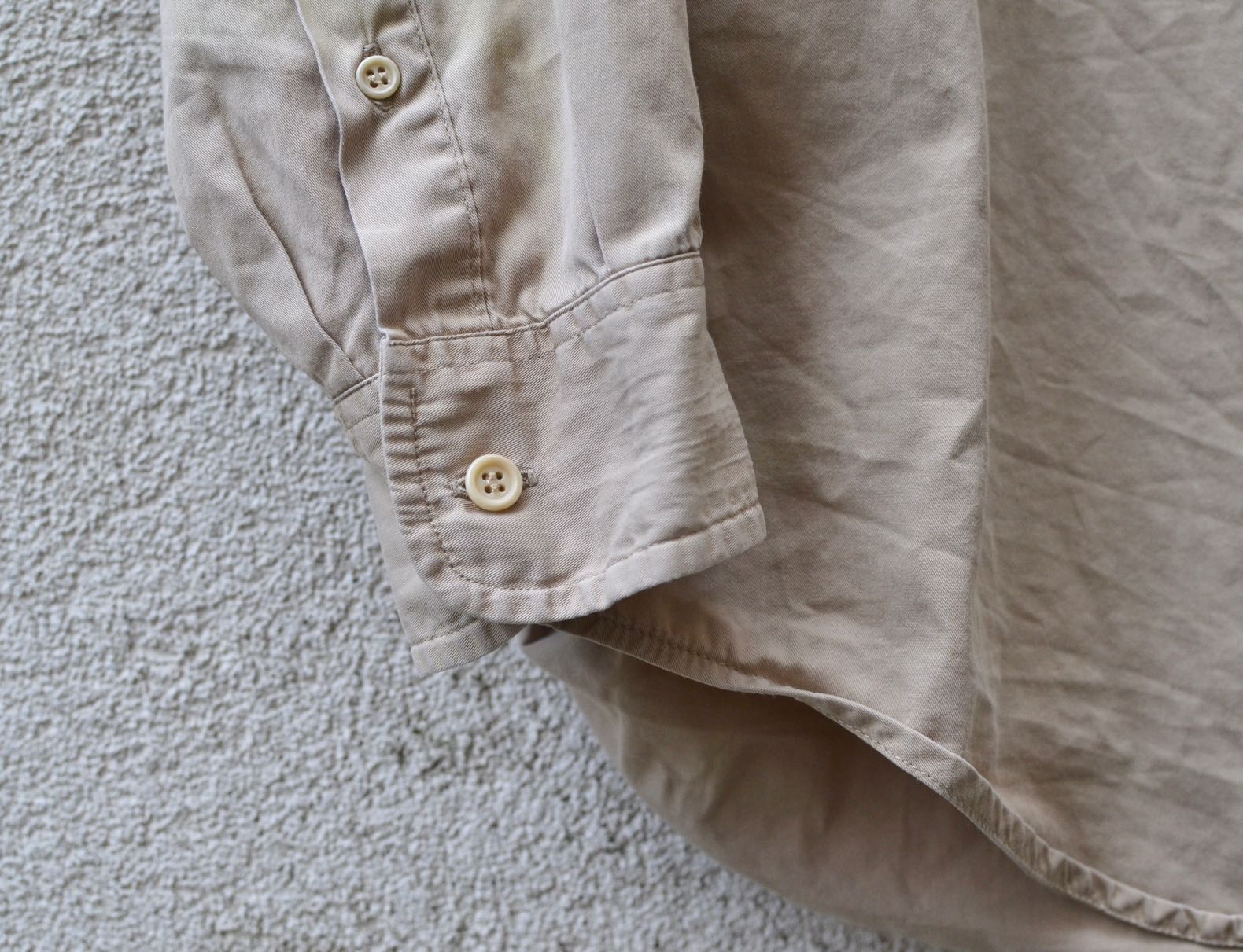 chemise beige en twill façonnable vintage