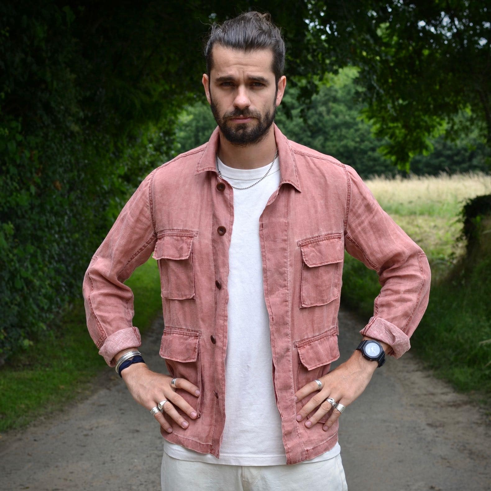 visvim kilgore jacket linen salmon pink