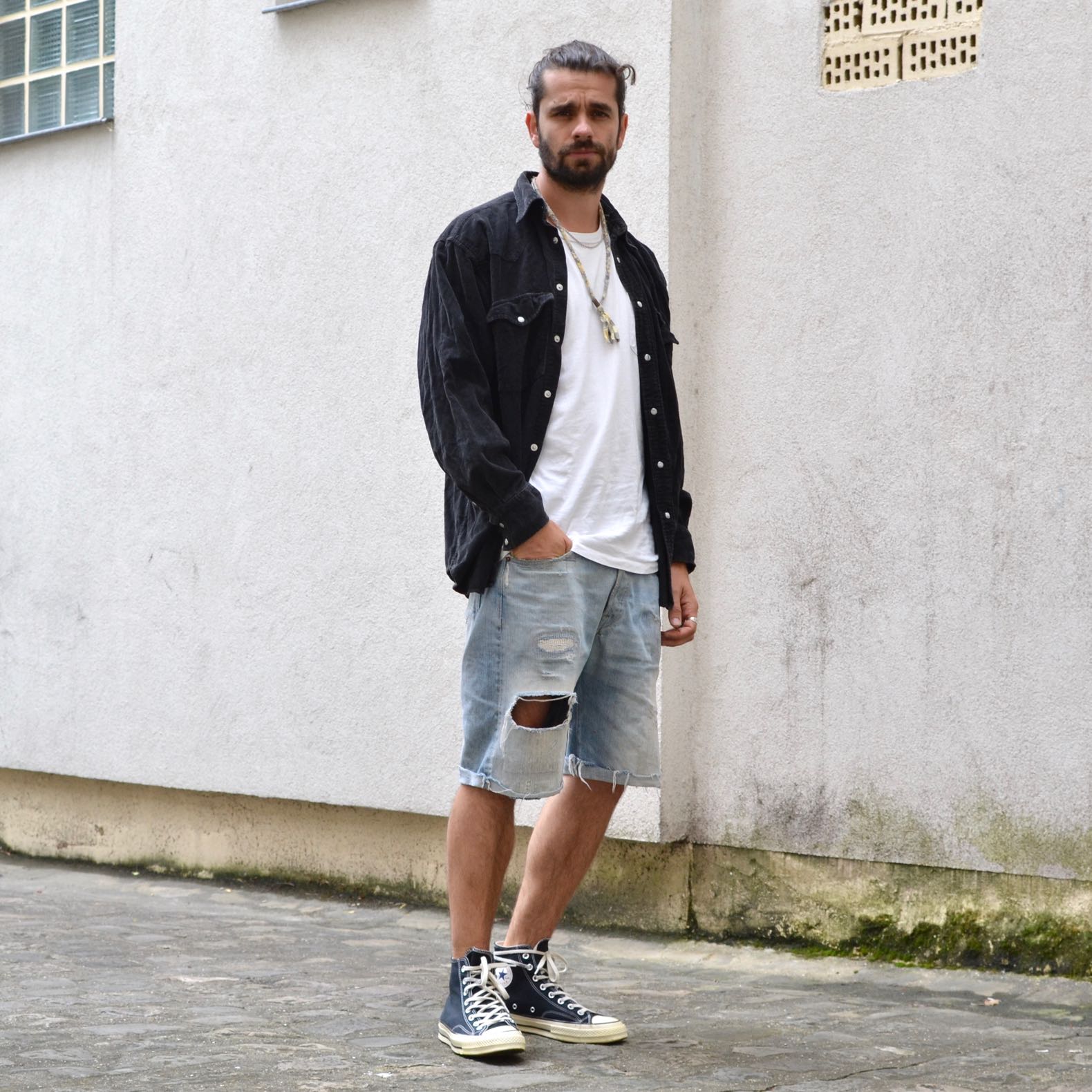 Look homm aevc des converse chuck taylor 1970 et un short Levis