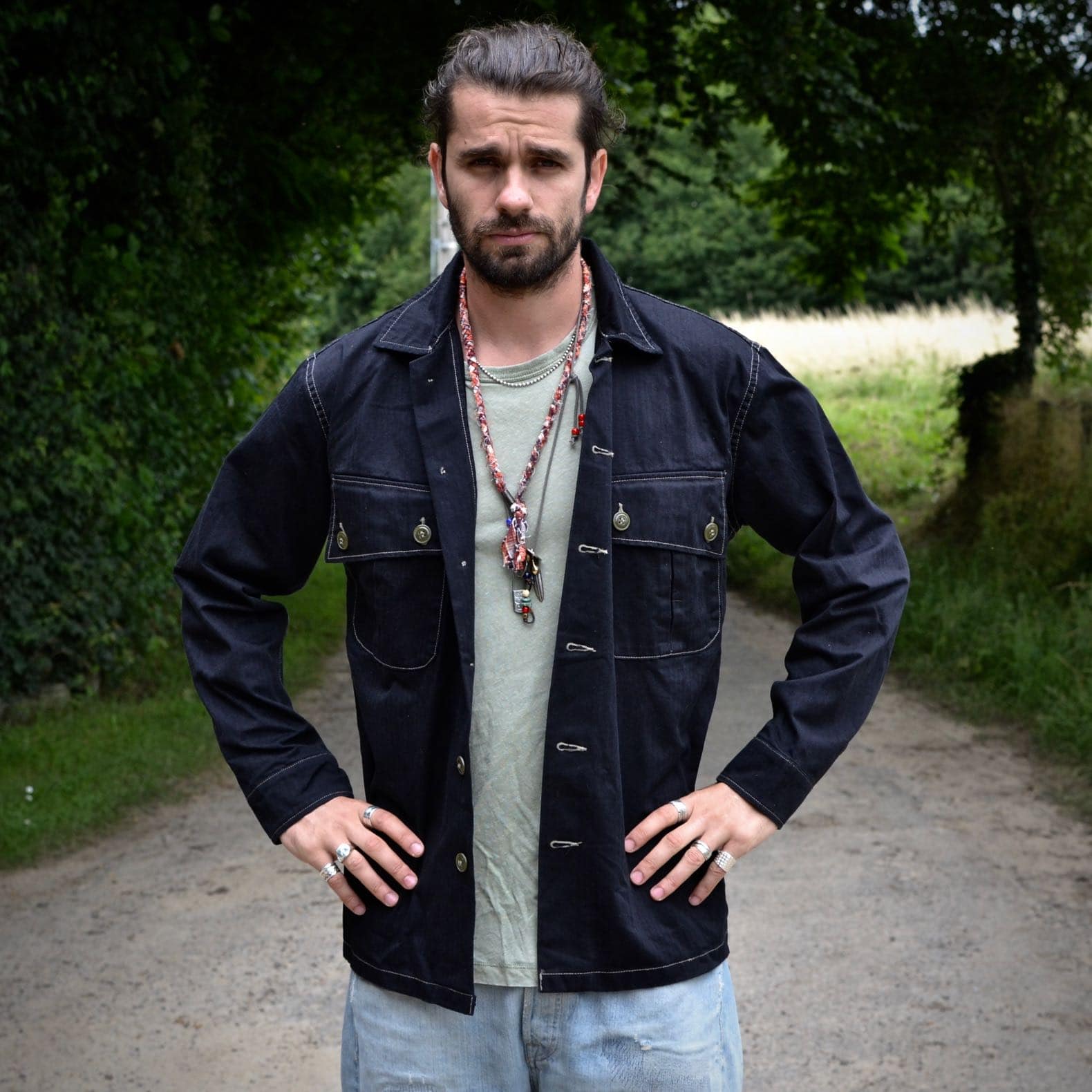 chemise ciso poche jungle arashi denim