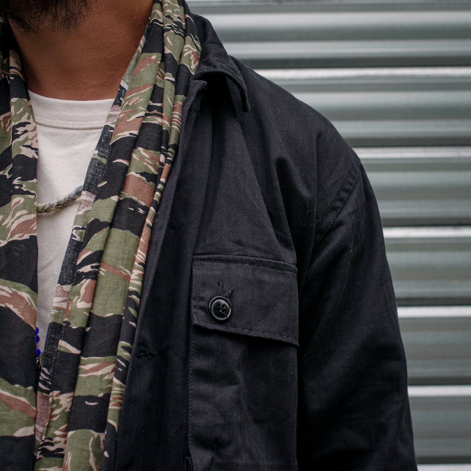 détails matières mode militaire camo hbt