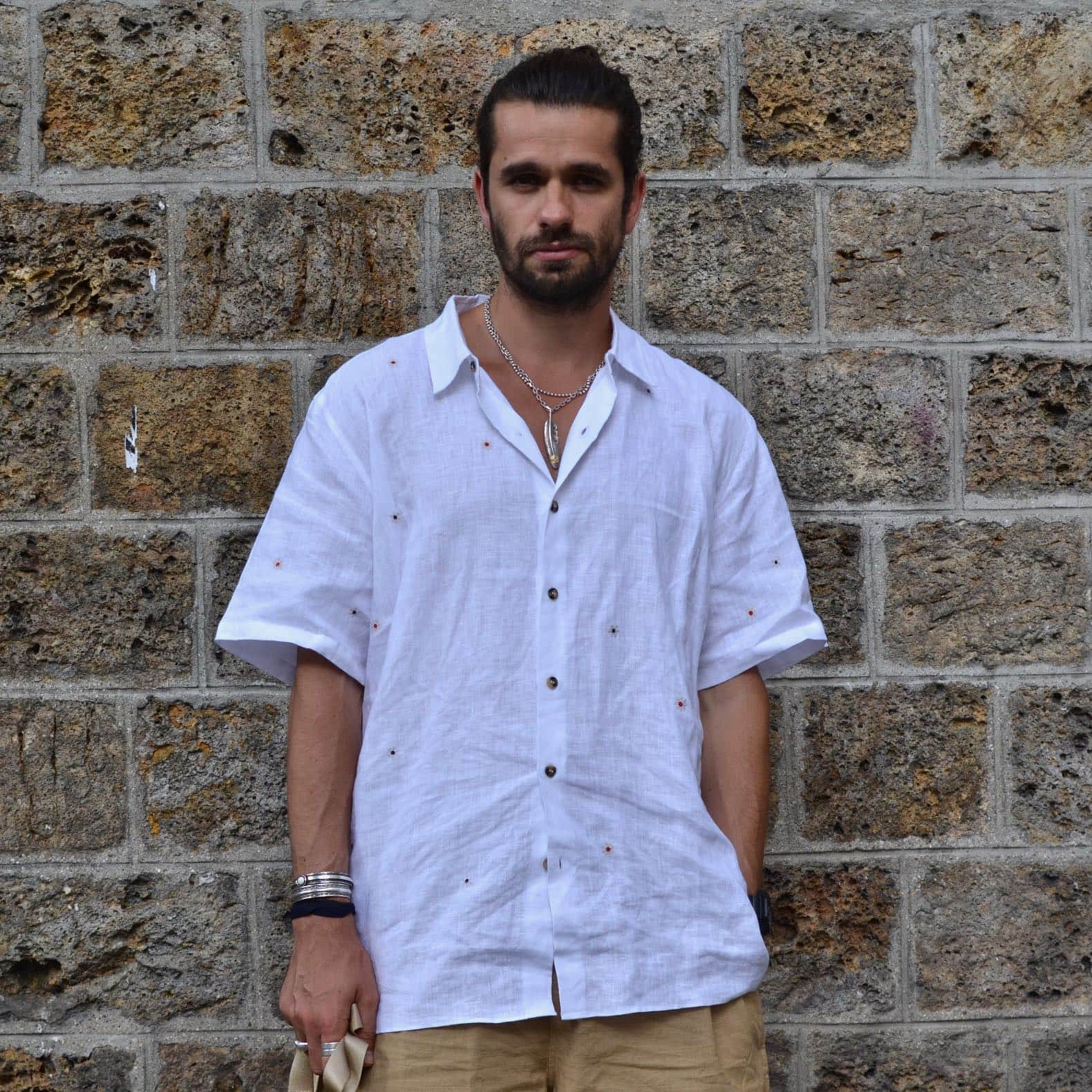 chemise jbj brodés fleur