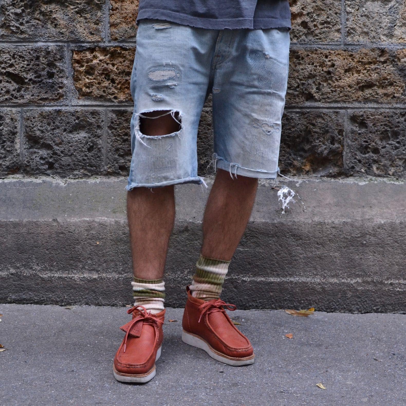 short en jean levis et clarks wallabee