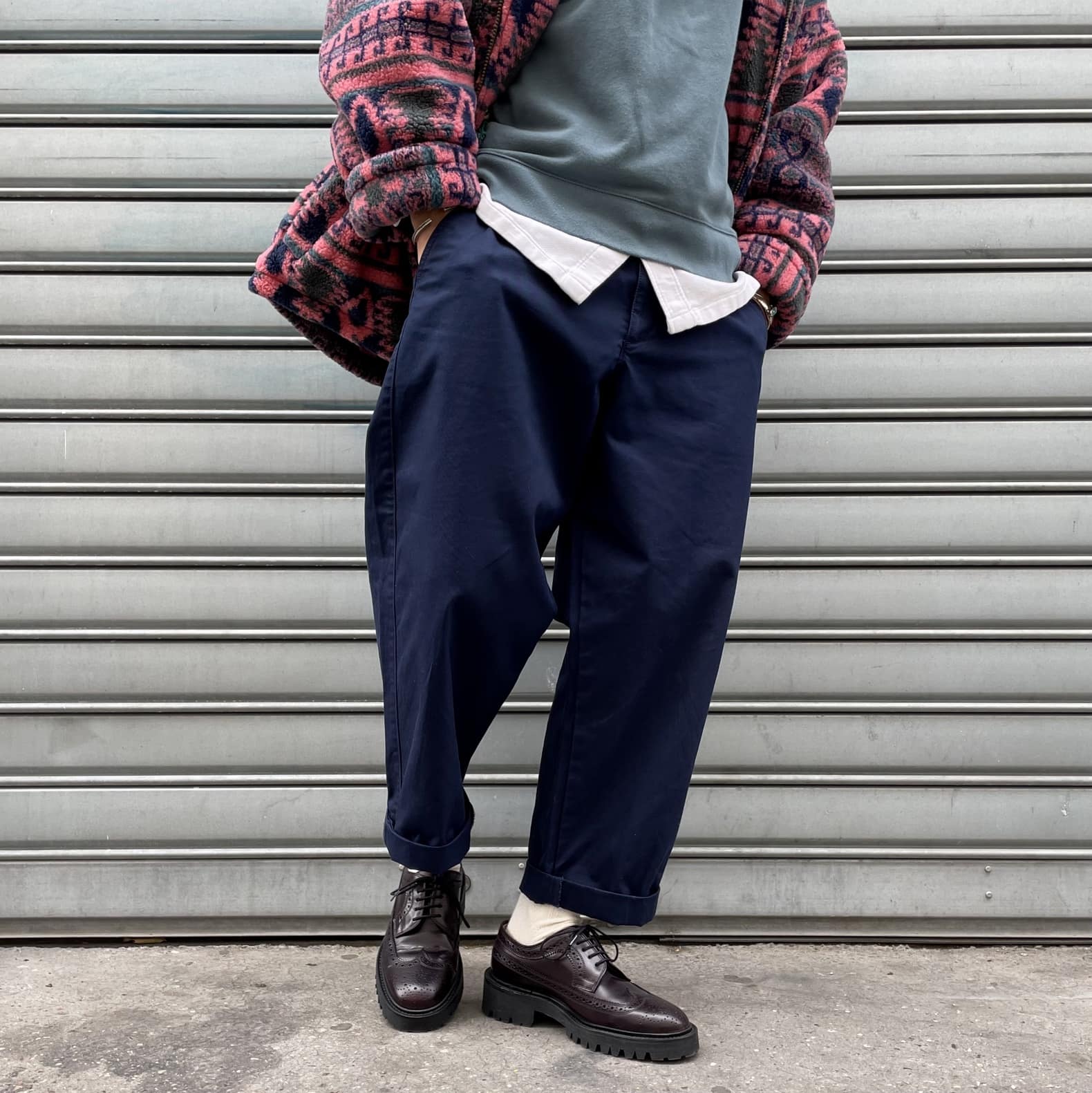 pantalon coupe large bleu homme