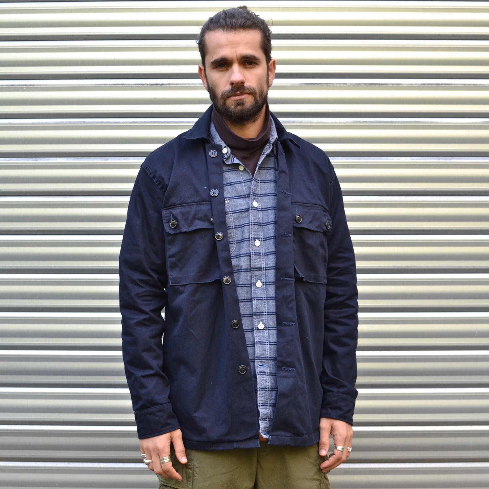 chemise ciso arashi denim twill bleu marine