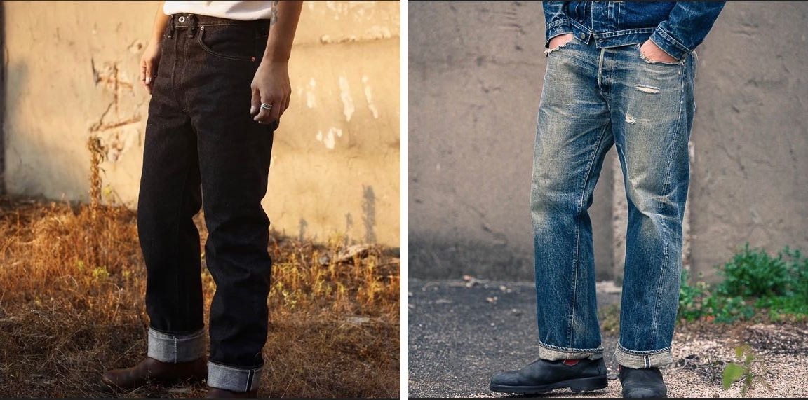 jeans T.C.B modèle 50'S & 40's taille haute coupe droite