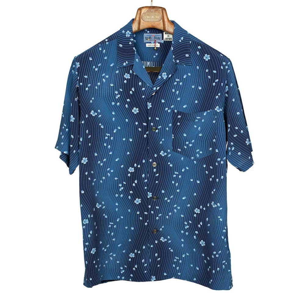 blue blue japan chemise short sleeve shirt minamo sakura indigo rayon crepe ss23 2023