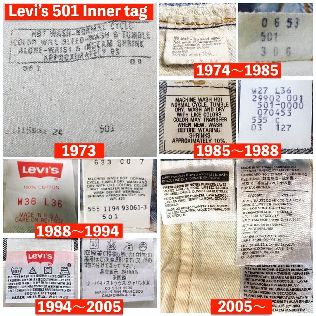 levis 501 vintage étiquettes