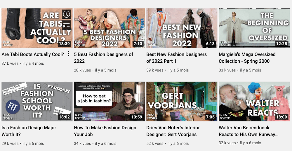 feed chaine youtube bliss foster fashion