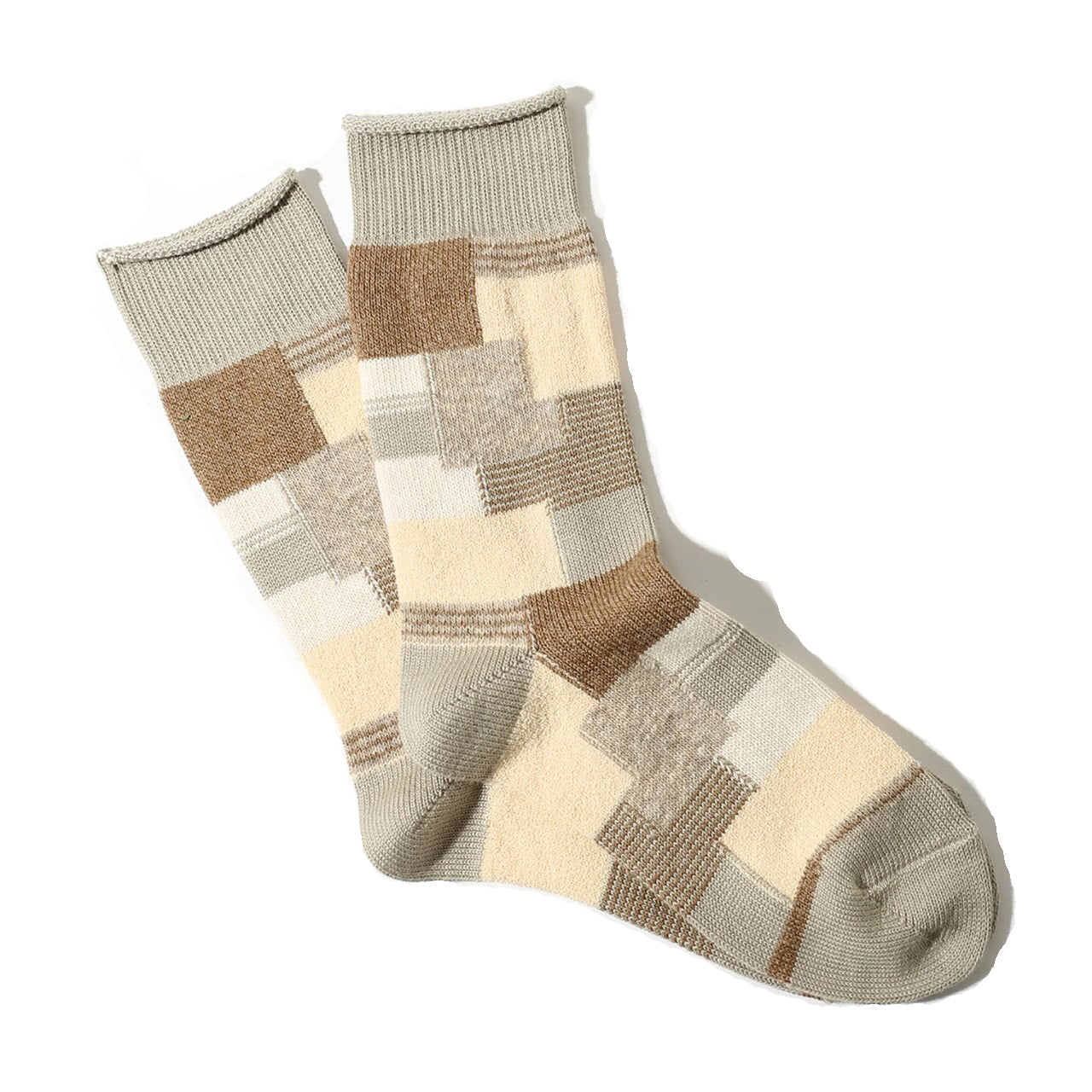 anonymous ism marque chaussettes patchwork beige
