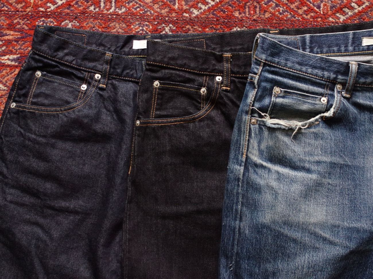 hatski denim loose tapered jeans washed 3 years