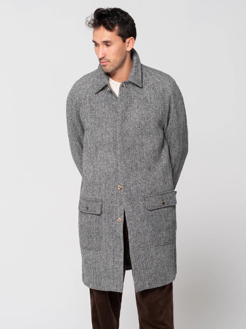 manteau laine de bonne facture tweed soldes été 2022