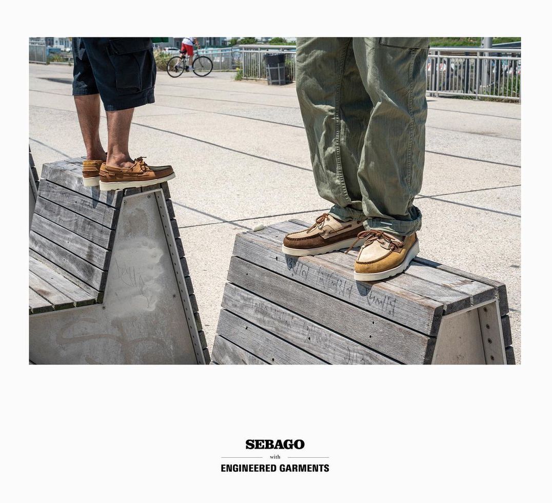 sebago engineered garments boat shoes patchwork leather ss22