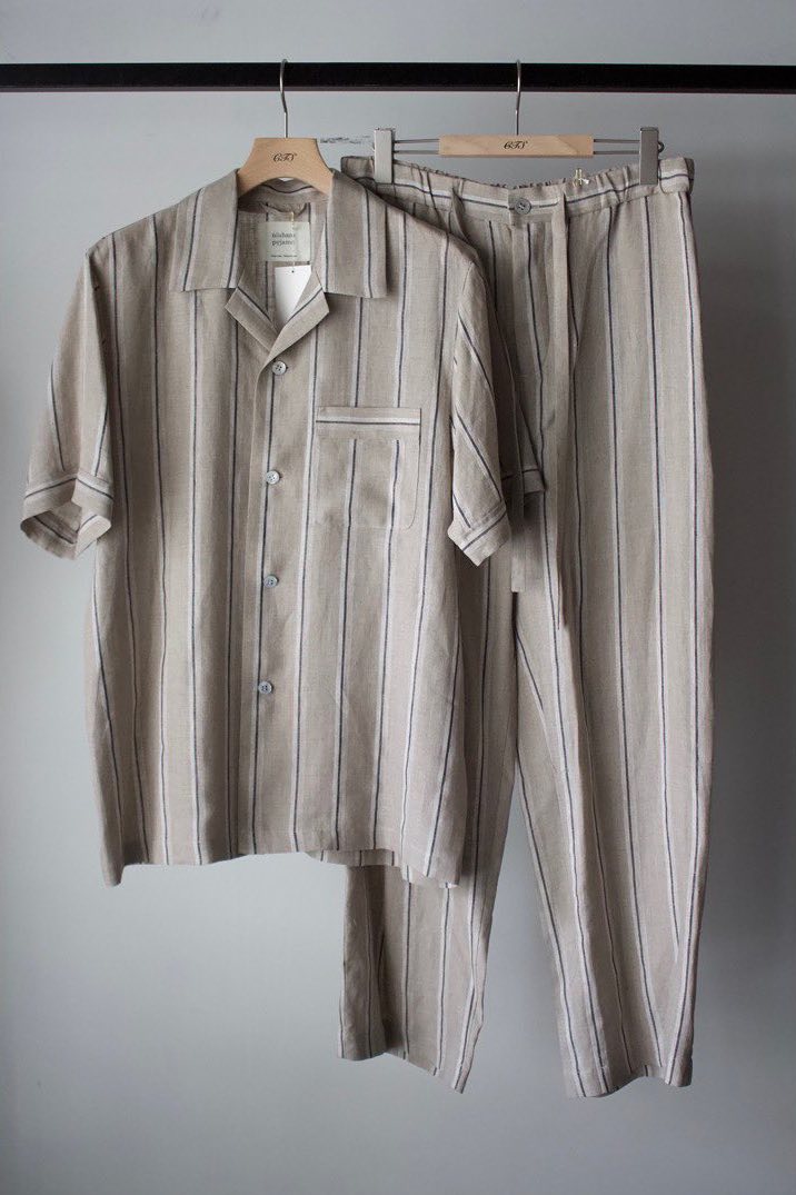 niuhans marque pyjama ensemble striped linen