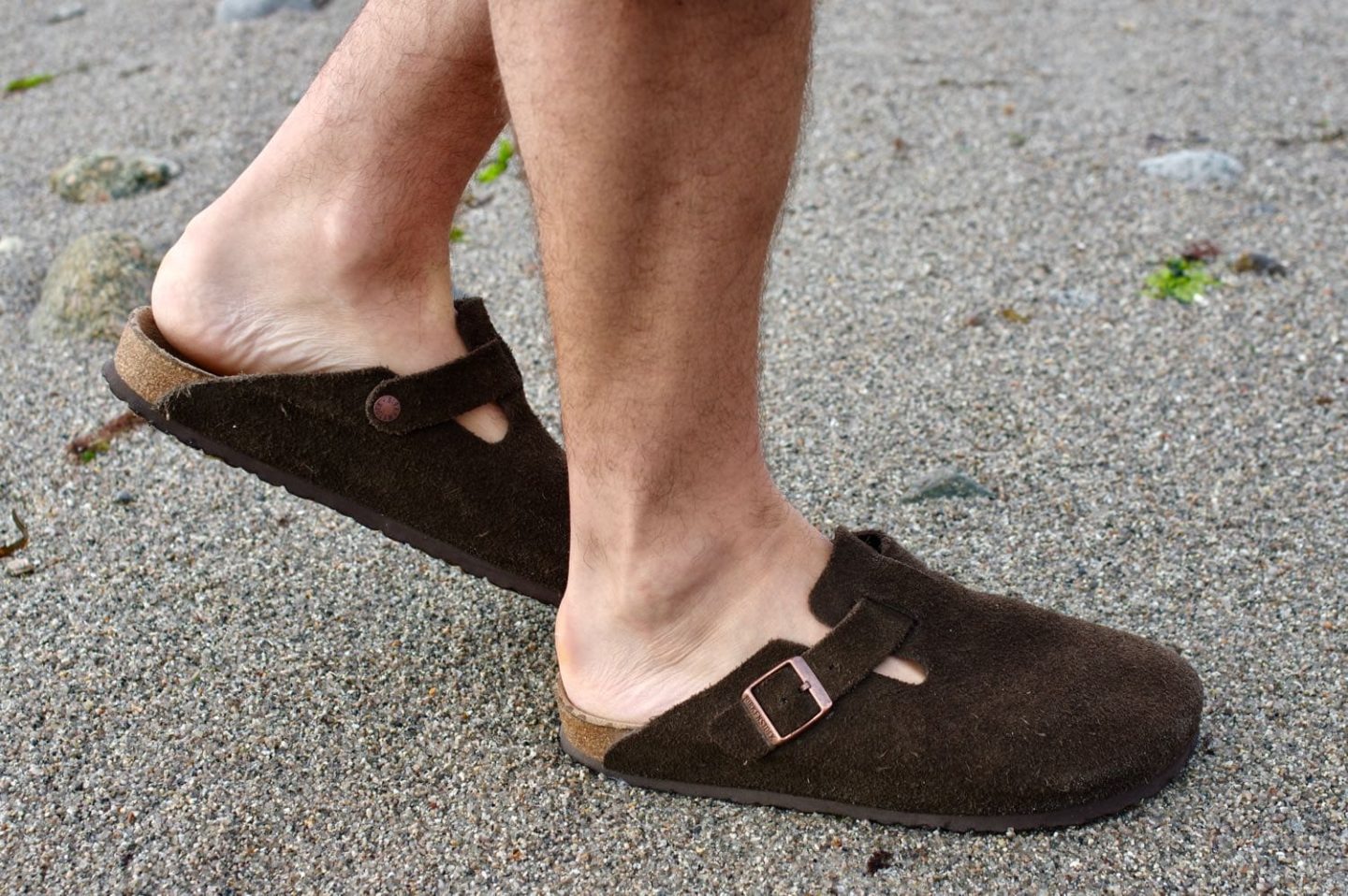 sandals men birkenstock boston brown suede leather