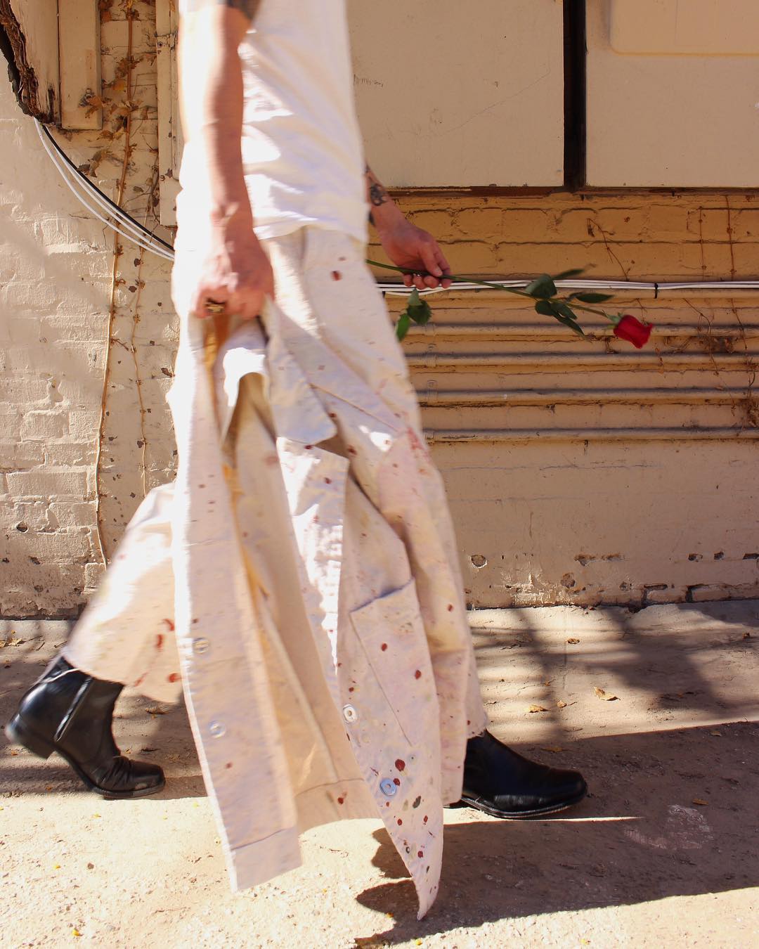 pantalon blanc clutchgolf paint splatter