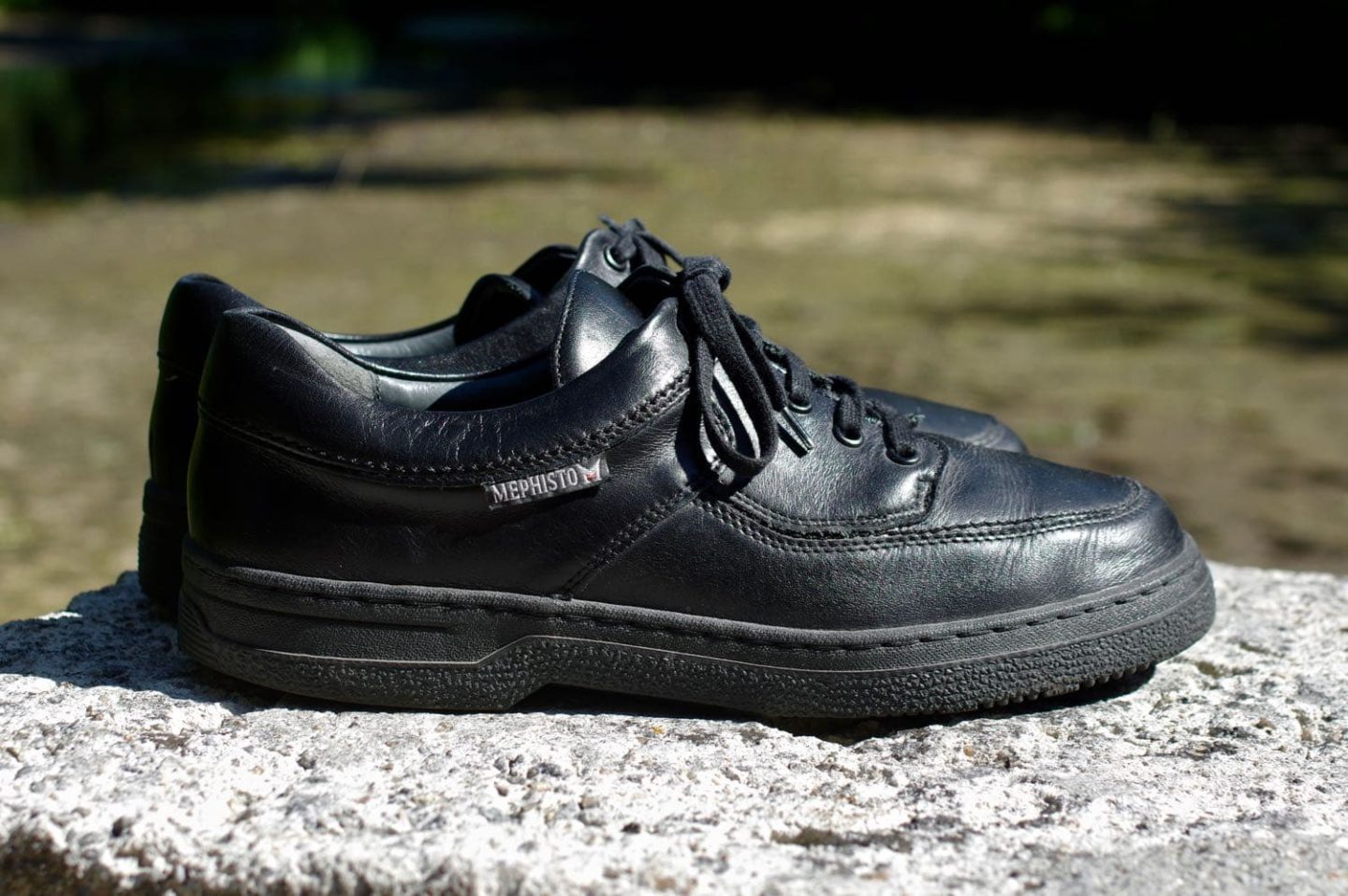 chaussures en cuir noir Mephisto air-jet vintage