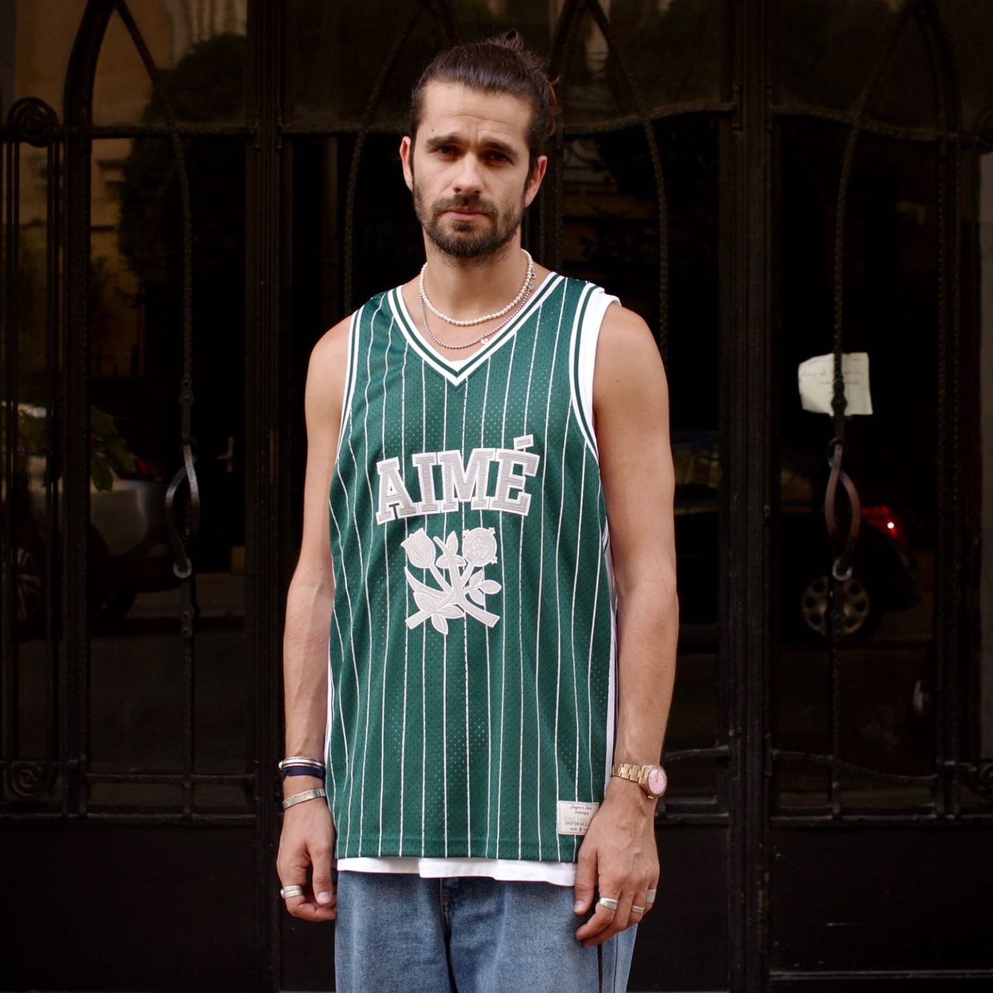 Aimé Leon Dore green stripe basketball jersey