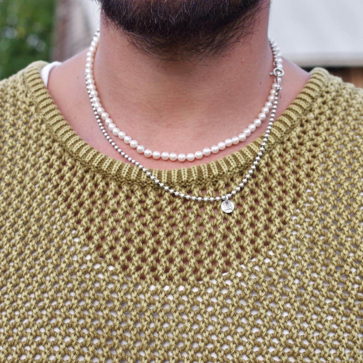 collier de perles vintage et chaine en argent type vietnam avec charm first arrows's