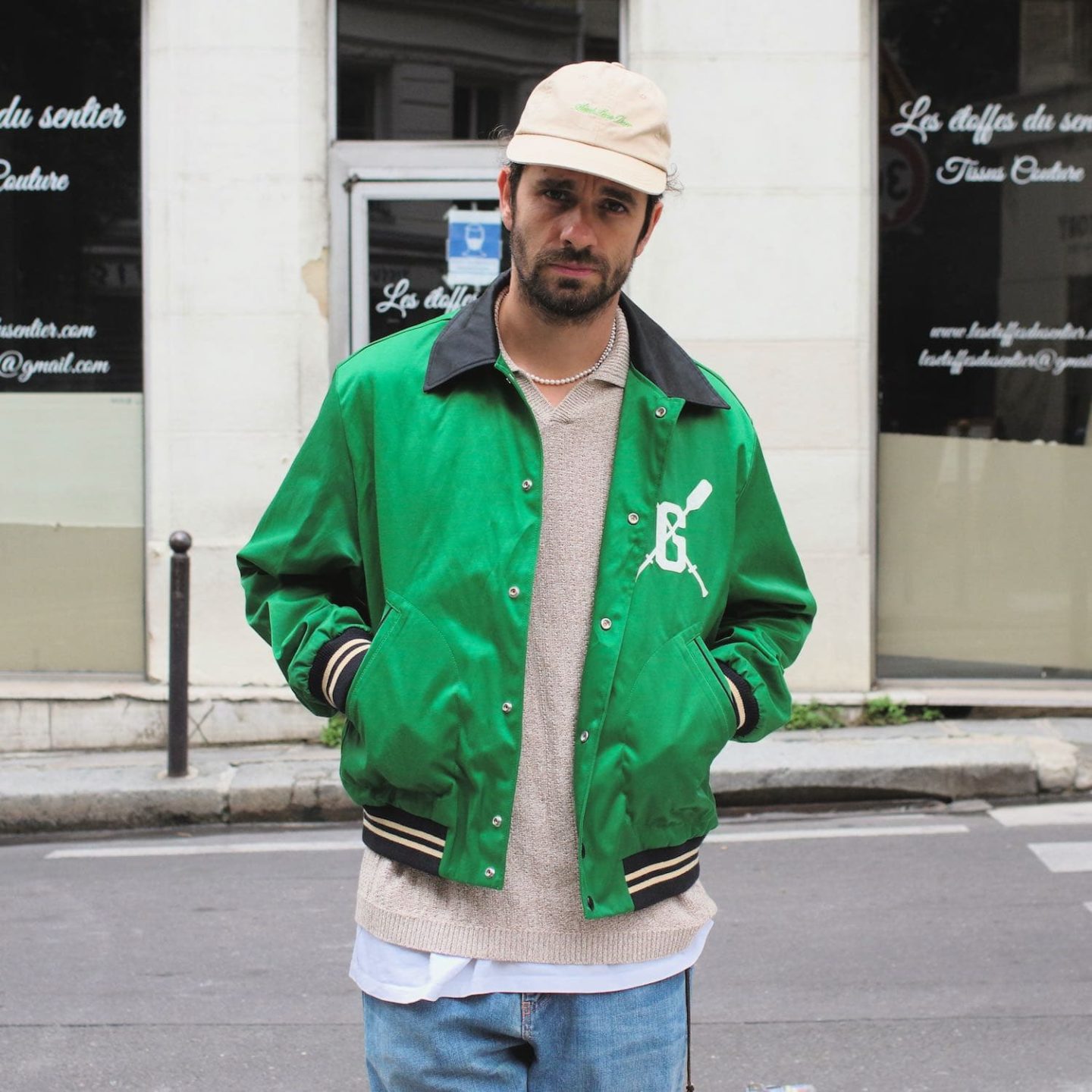 blouson type varsity jacket vert de la marque Gant