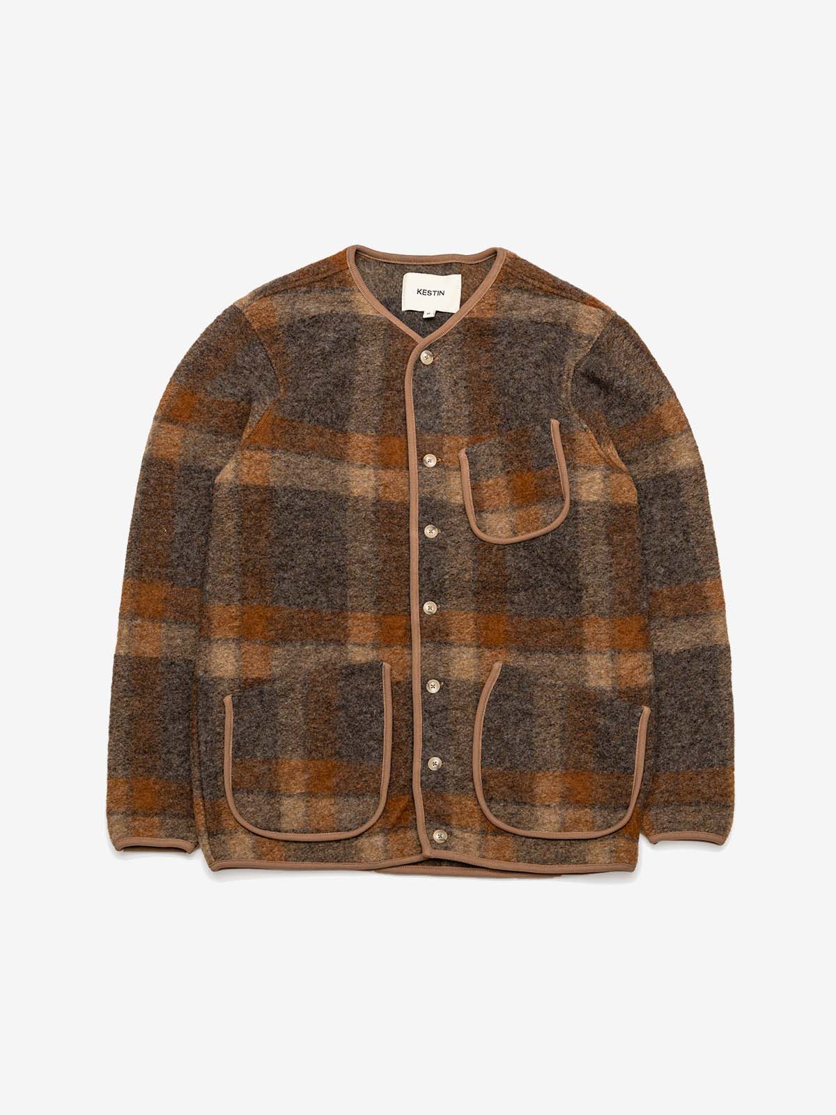 soldes hiver 2022 kestin neist cardigan wool rust check fw22 tempest works