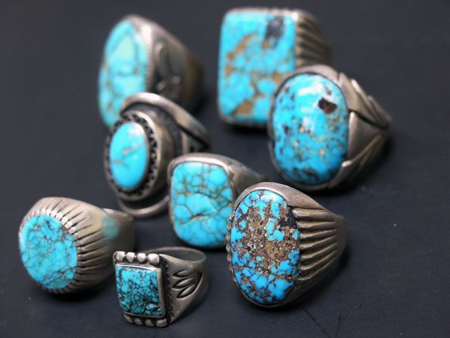 bagues navajo vintage en argent et pierre turquoise