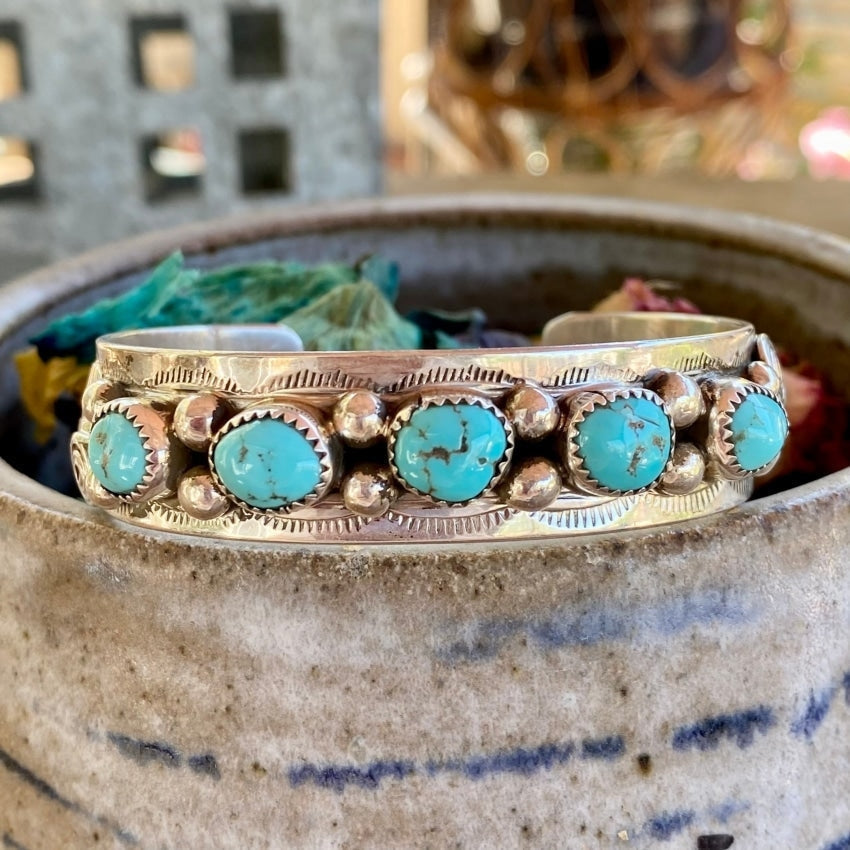 bracelet en argent vintage navajo et turquoise