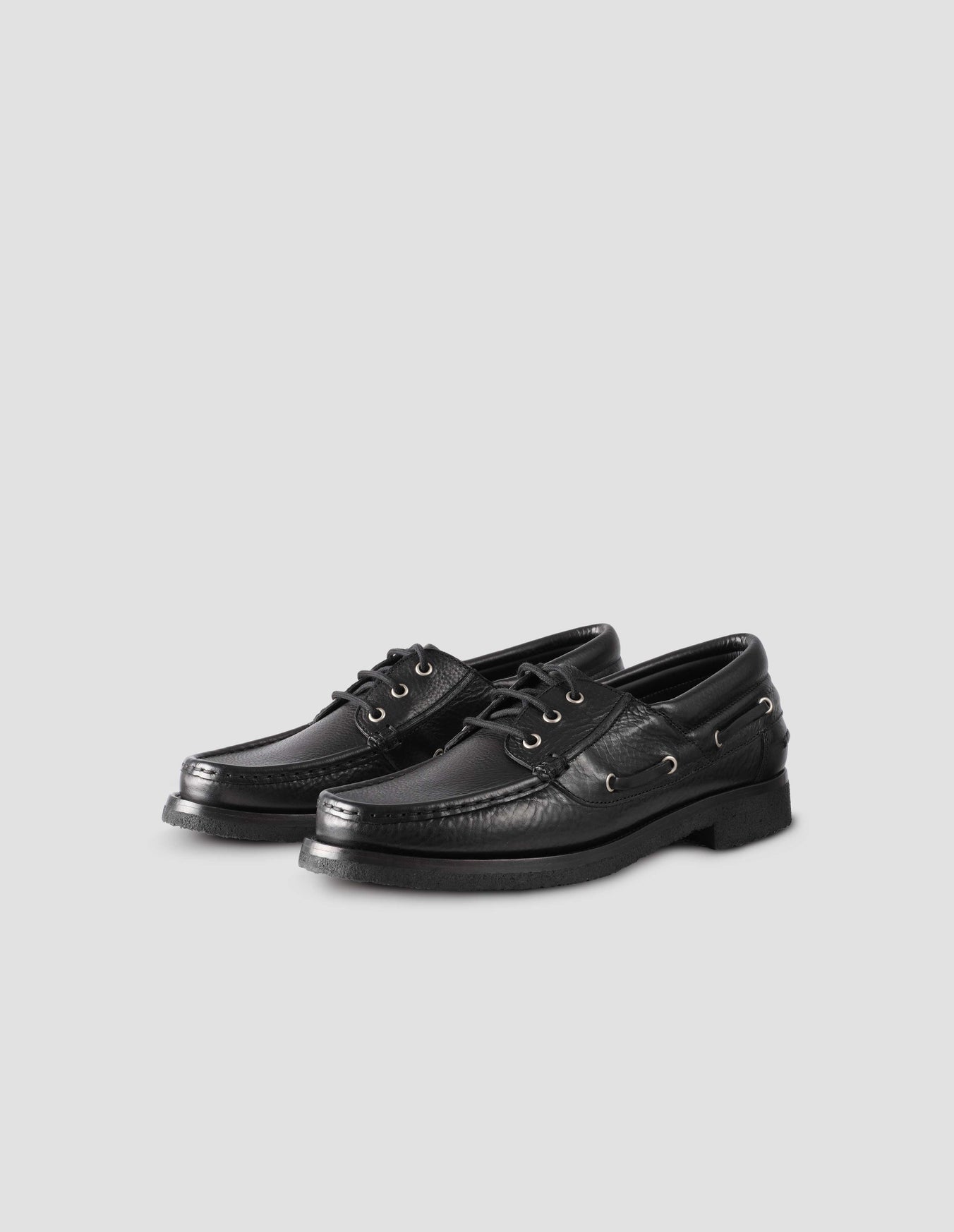 Deck Shoe margaret Howell chaussures bateau homme cuir noir
