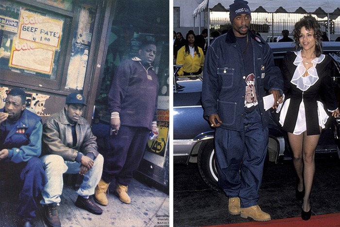 photo d'archive de Notorious BIG et 2pac avec des timberland Boots