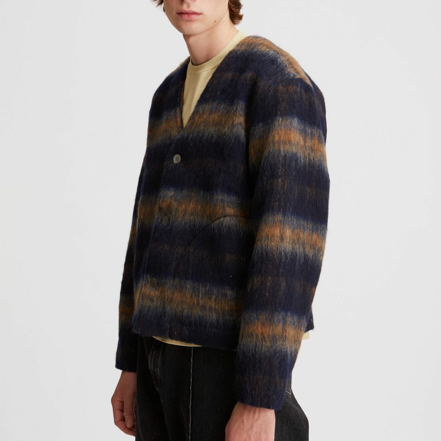 Livid jeans brand japan puff check cardigan mohair fw23