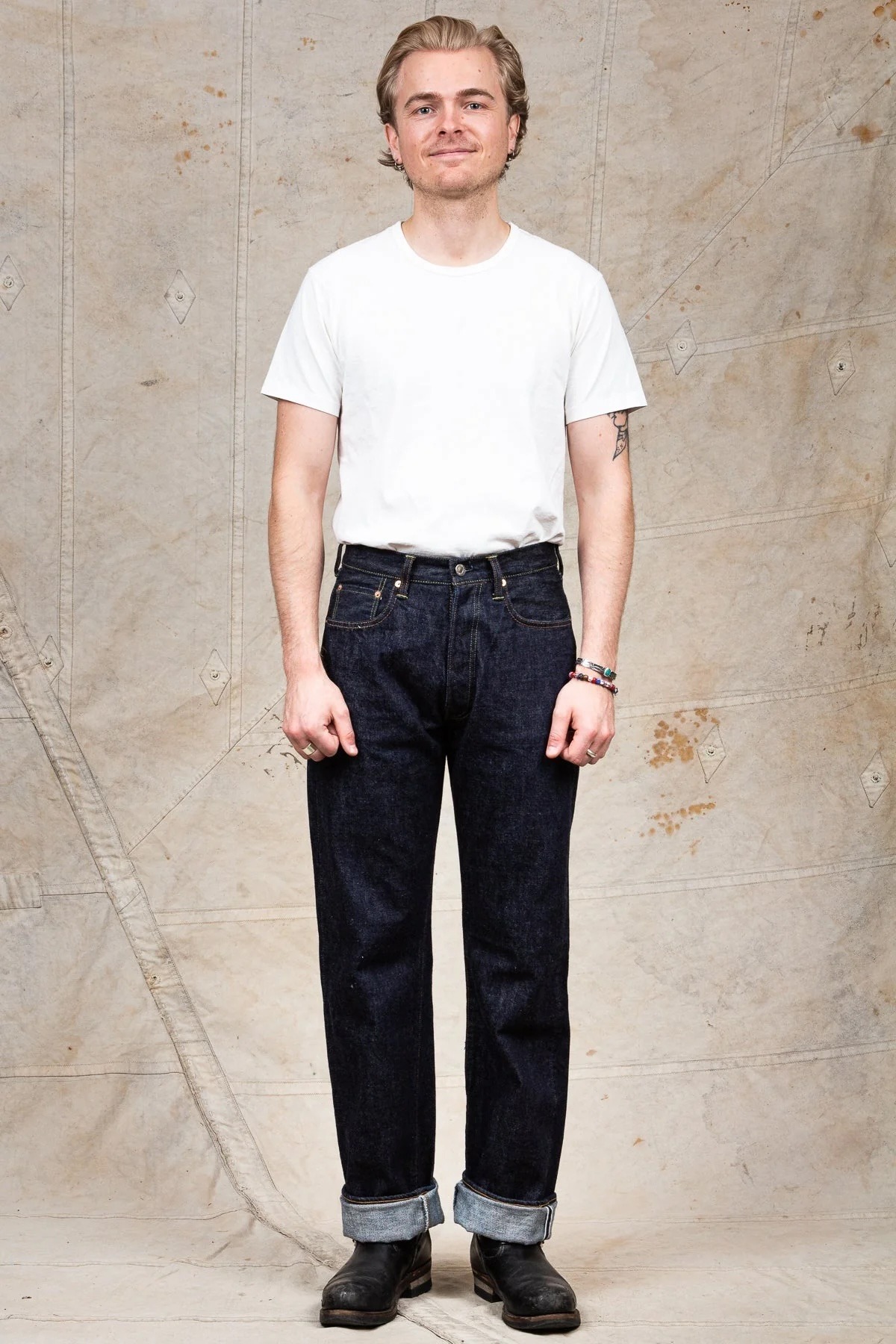 TCB marque brand denim jean vintage repro taille haute 50s levi's