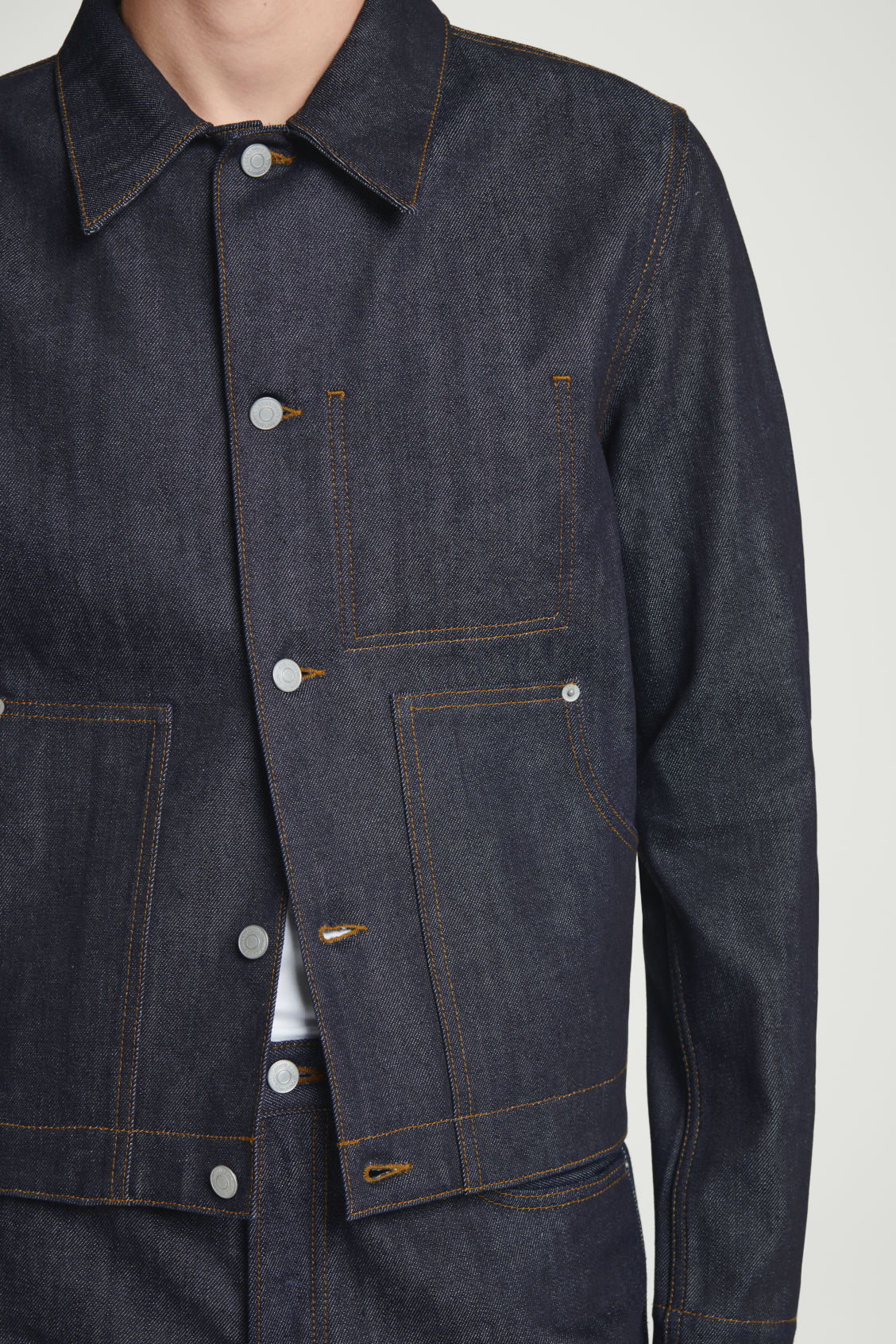 Veste jean denim brut boxy workwear indigo selvedge