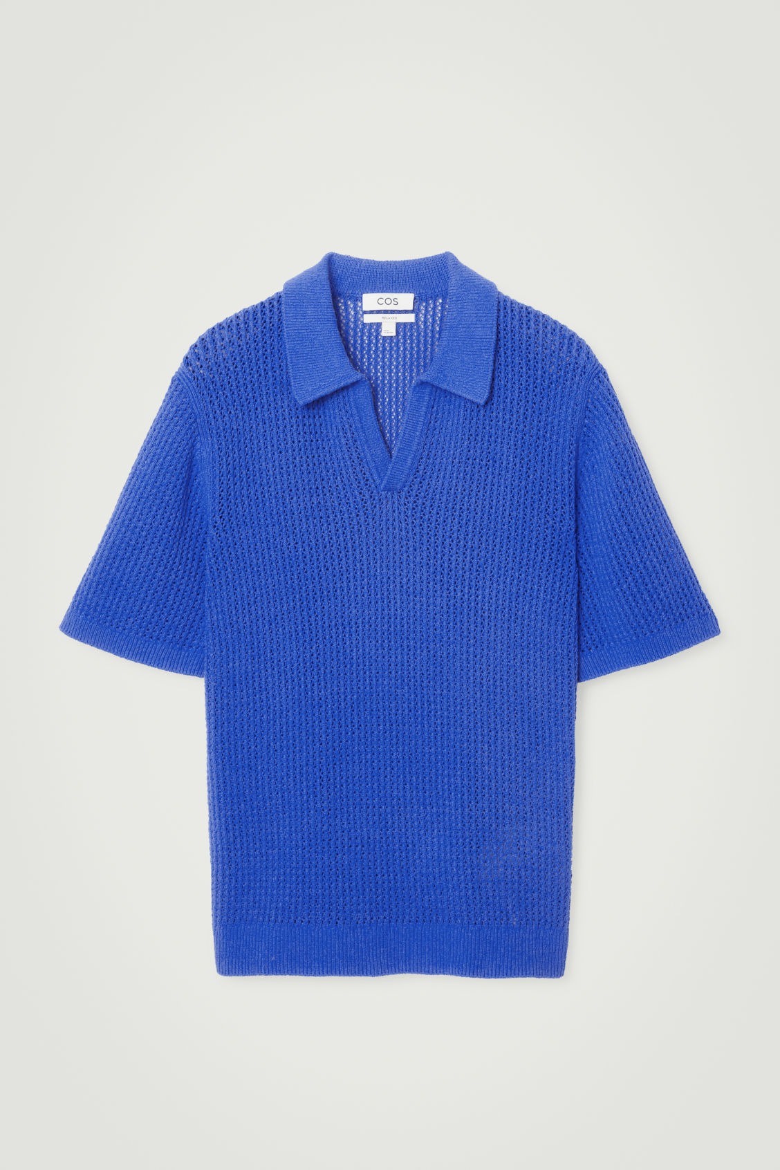 Polo cos homme ss24 bleu ajouré manches courtes