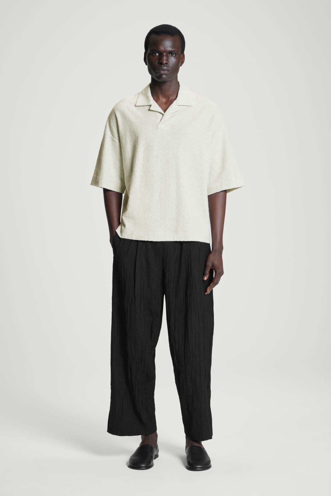 Polo cos homme oversize coton manches courtes bouclé