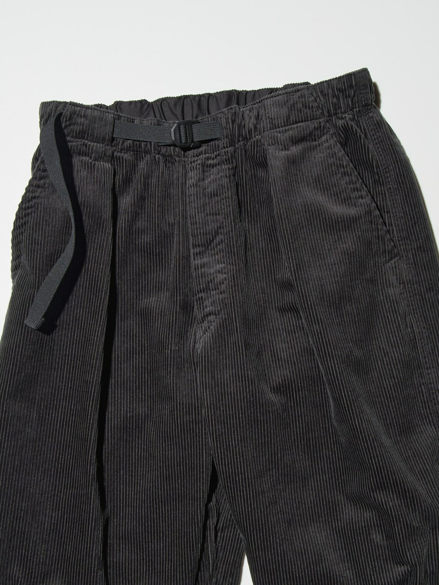 Pantalon velours cotele large ample noir ceinture nylon