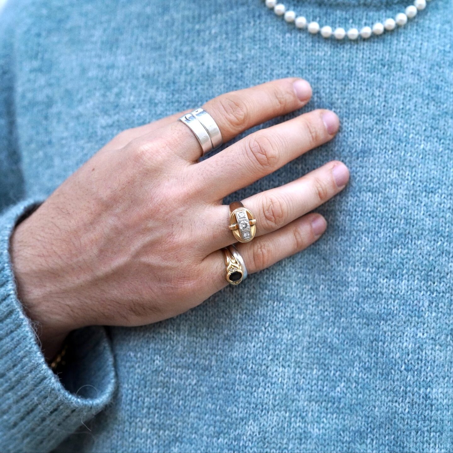 bague tank en or et diamants des années 40 - vintage ring