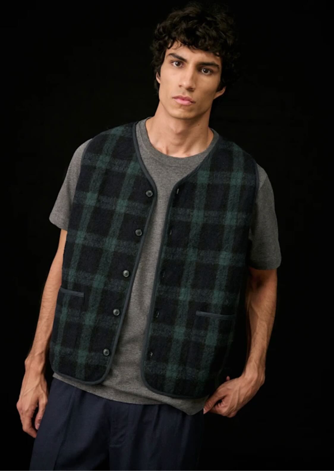 gilet en laine à motif tartan hayeson de la marque Octobre Editions