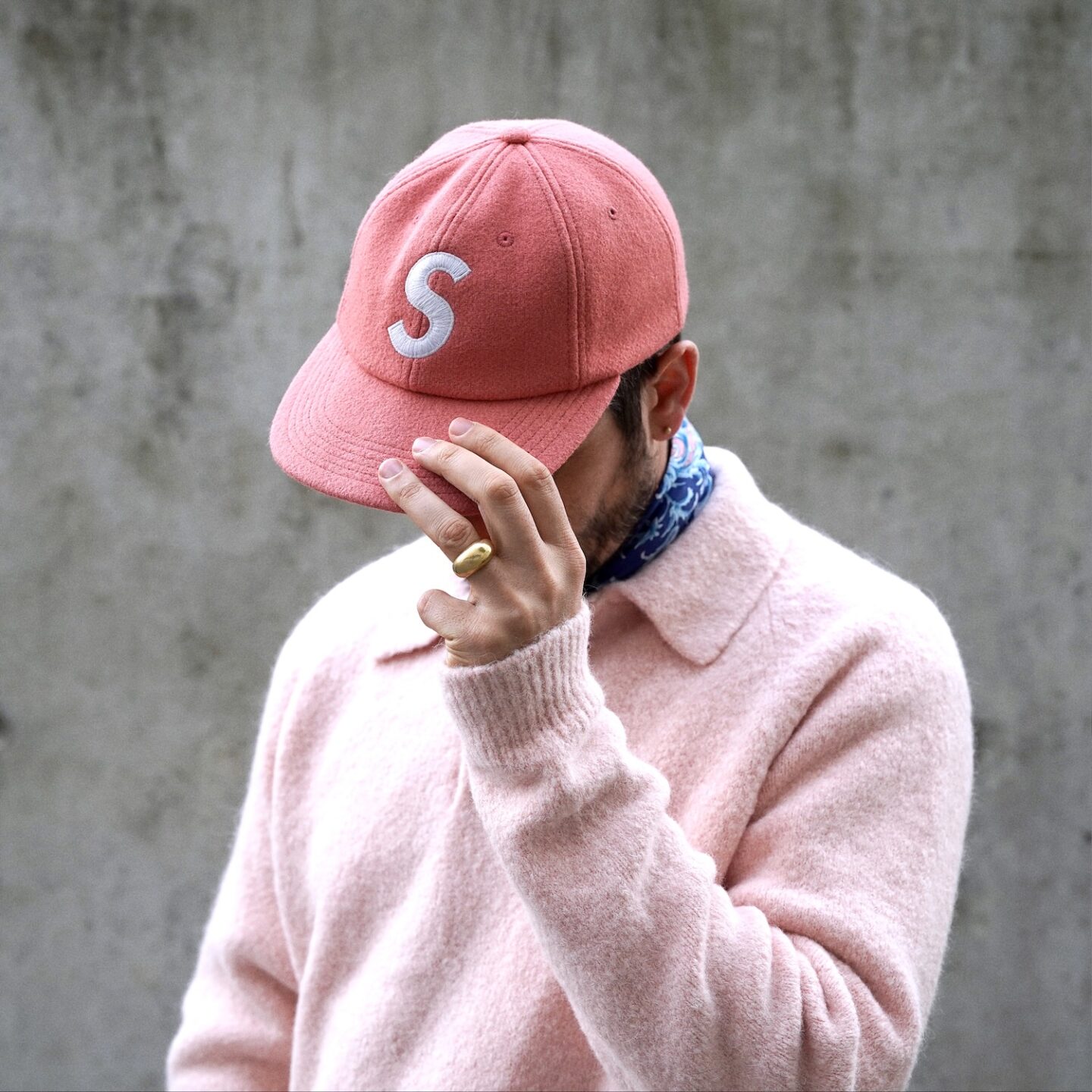 casquette rose supreme en tissu loro piana