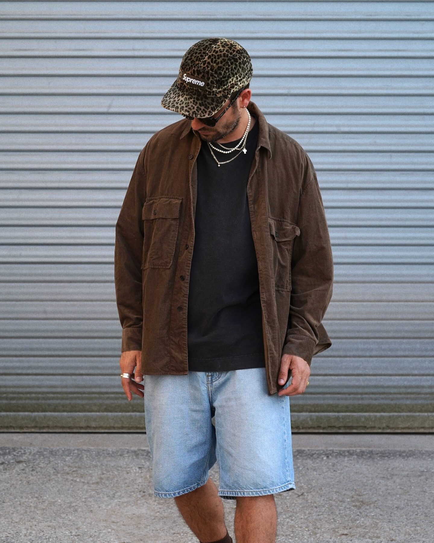 evan kinori corduroy big shirt brown
