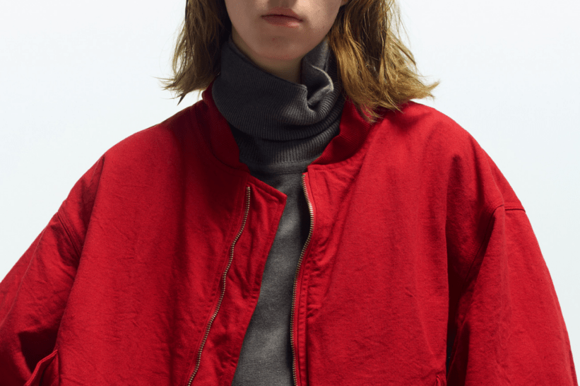 URU marque japonaise collection automne hiver 2025 bomber rouge