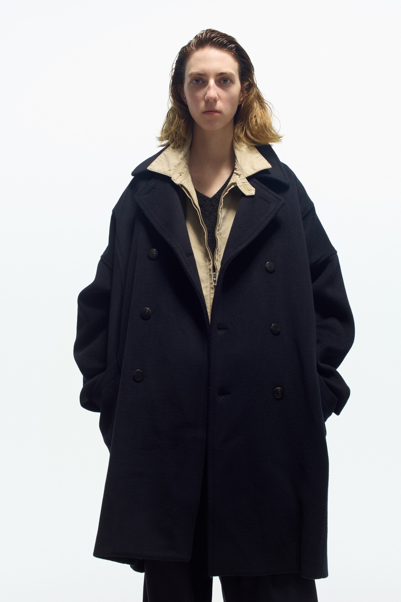 Manteau croisé homme made in japan bleu marine